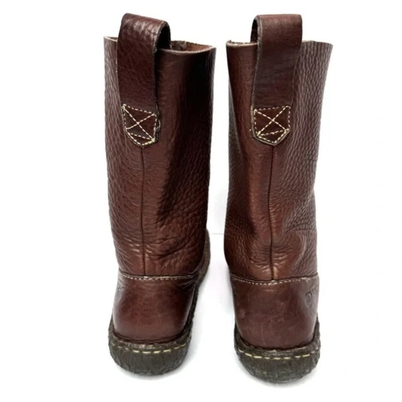 BORN Women's Size 8.5 Brown Pebbled Leather Boots Style Calf High Slouch - Picture 4 of 4